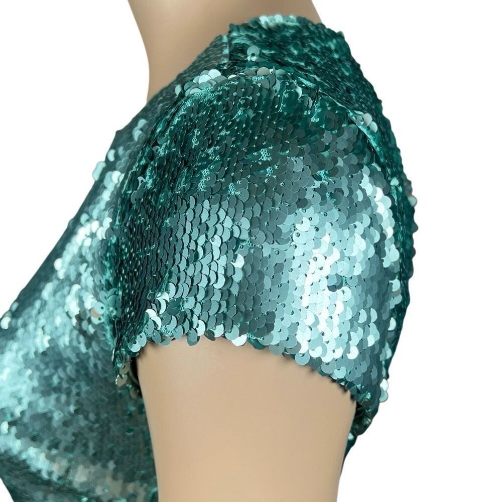 Zara Basic Collection Green Sequin Mini Dress Xs … - image 5
